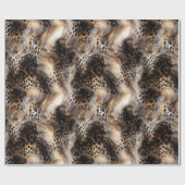 Papier Cadeau Anniversaire de l'animal léopard crème noir (Plat)