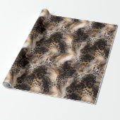 Papier Cadeau Anniversaire de l'animal léopard noir crème (Déroulé)