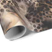 Papier Cadeau Anniversaire de l'animal léopard noir crème (Coin rond)