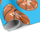 Papier Cadeau Anniversaire de l'enfant, basket-ball, âge du nom, (Coin rond)