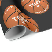 Papier Cadeau Anniversaire de l'enfant, Basketball, âge du nom,  (Coin rond)