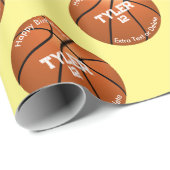 Papier Cadeau Anniversaire de l'enfant, Basketball, âge du nom,  (Coin rond)