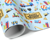 Papier Cadeau Anniversaire de l'équipage de construction Personn (Coin rond)