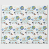 Papier Cadeau Anniversaire de l'espace (Plat)
