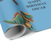 Papier Cadeau Anniversaire de l'Halloween Dinosaure éffrayant (Coin rond)