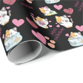 Papier Cadeau anniversaire de naissance de petite fille noire (Coin rond)