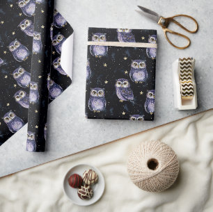 Papier Cadeau Anniversaire de Purple Owls Magic Stars