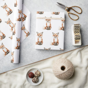 Papier Cadeau Anniversaire de Renards Mignons Souriants