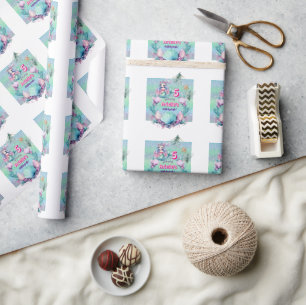 Papier Cadeau Anniversaire de sirène violet pailleté