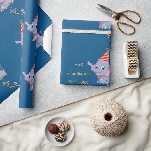 Papier Cadeau Anniversaire d'Éléphant Mignon (Artisanat)