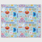 Papier Cadeau Anniversaire d'Elmo et d'Abby (Plat)
