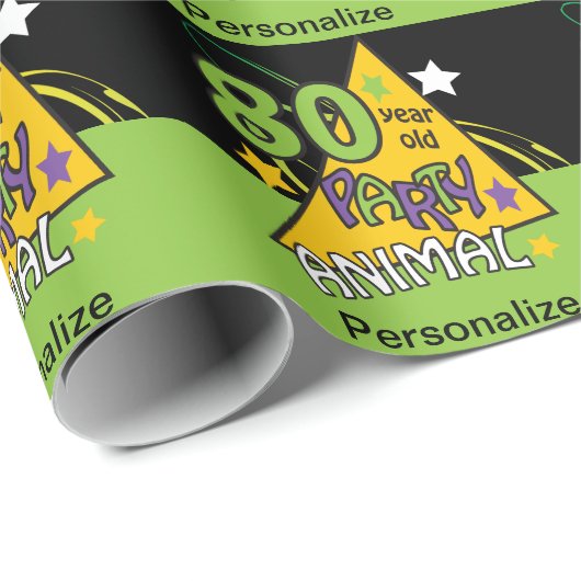 Papier Cadeau Anniversaire des animaux de la fête de 80 ans (Coin rond)