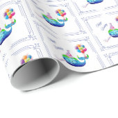 Papier Cadeau Anniversaire des baleines (Coin rond)