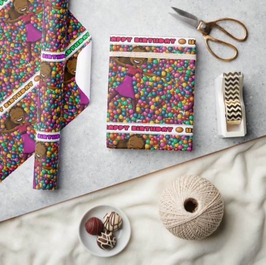 Papier Cadeau Anniversaire des filles afro-américaines (Artisanat)