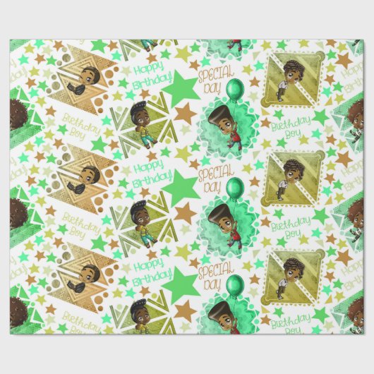 Papier Cadeau Anniversaire des garçons afro-américains (Couture)