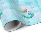 Papier Cadeau Anniversaire des sirènes sous la mer (Coin rond)