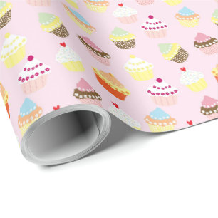 Papier Cadeau Anniversaire Design Cupcake Emballag