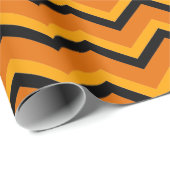 Papier Cadeau Anniversaire d'Halloween | Orange et noir Chevron (Coin rond)