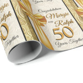 Papier Cadeau Anniversaire d'or (Coin rond)