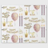 Papier Cadeau Anniversaire d'or (Plat)