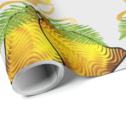 Papier Cadeau Anniversaire d'or (Coin rond)