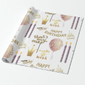 Papier Cadeau Anniversaire doré (Déroulé)