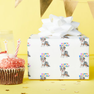Papier Cadeau Anniversaire du berger australien