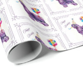 Papier Cadeau Anniversaire du chien de berger anglais (Coin rond)