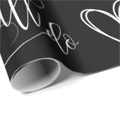 Papier Cadeau Anniversaire du mariage Coeur noir (Coin rond)