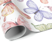 Papier Cadeau Anniversaire du papillon pourpre (Coin rond)