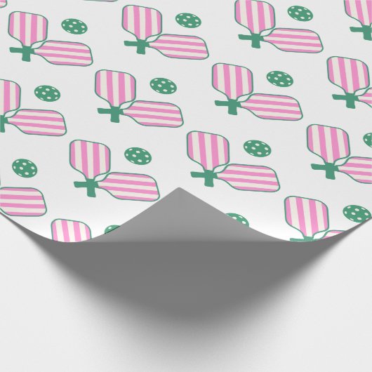 Papier Cadeau Anniversaire du Pickleball rose et vert (Coin)