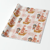 Papier Cadeau Anniversaire du Pirate | Navire rouge et capitaine (Déroulé)