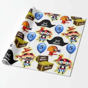 Papier Cadeau Anniversaire du pirate personnalisé