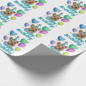 Papier Cadeau Anniversaire du Terrier australien avec ballons (Coin)