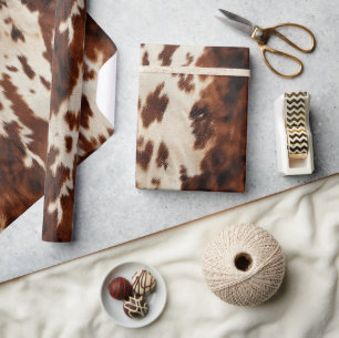 Papier Cadeau Anniversaire en faux cuir de vache couleur crème m