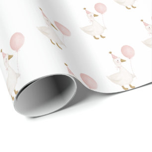 Papier Cadeau Anniversaire enfant Goose Rose Minimaliste 