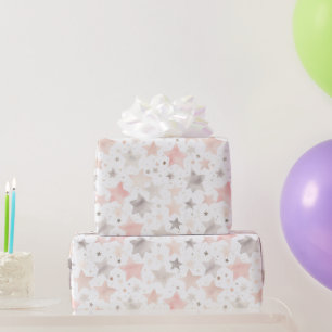 Papier Cadeau Anniversaire Étoiles Rose Foncé Chic
