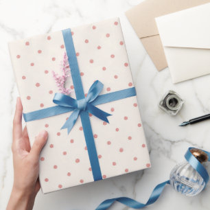 Papier Cadeau Anniversaire Fantaisiste Points Rose Crème