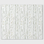 Papier Cadeau Anniversaire Feuilles Vertes Blanches (Plat)