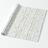 Papier Cadeau Anniversaire Feuilles Vertes Blanches (Déroulé)