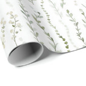 Papier Cadeau Anniversaire Feuilles Vertes Blanches (Coin rond)