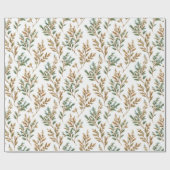 Papier Cadeau Anniversaire Feuilles Vertes Marrons (Plat)