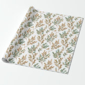 Papier Cadeau Anniversaire Feuilles Vertes Marrons (Déroulé)