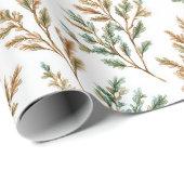 Papier Cadeau Anniversaire Feuilles Vertes Marrons (Coin rond)
