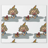 Papier Cadeau Anniversaire Fille Avec Un Cadeau (Plat)