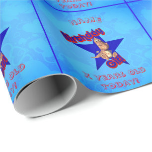 Papier Cadeau Anniversaire Fille Cute Dinosaur Personnalisé Anni