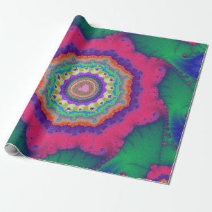 Papier Cadeau Anniversaire fragile vert et rose