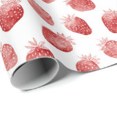Papier Cadeau Anniversaire Fraises Rouges (Coin rond)