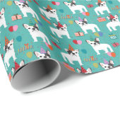 Papier Cadeau Anniversaire français du Bulldog (Coin rond)