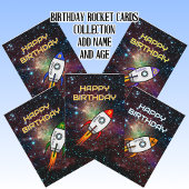 Papier Cadeau Anniversaire fusée verte nom et âge personnalisés